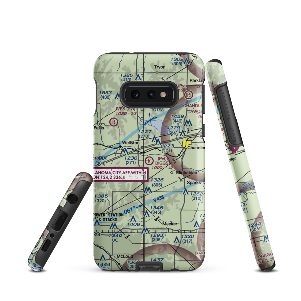 Biggs Skypatch Airport (43OK) VFR Sectional Samsung Phone Case Samsung Galaxy S10e model shown