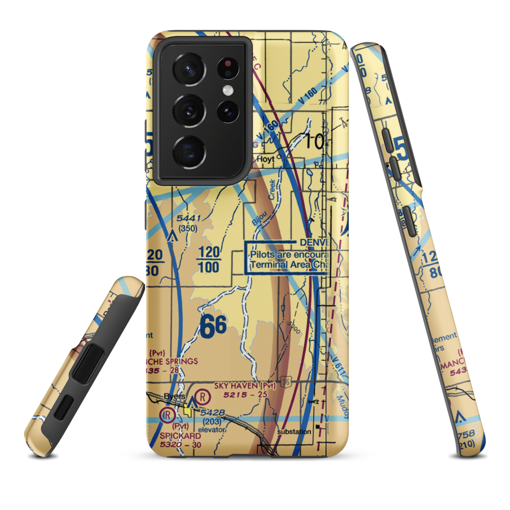 Bijou Basin Airport (CD17) VFR Sectional Samsung Phone Case Samsung Galaxy S21 Plus model shown