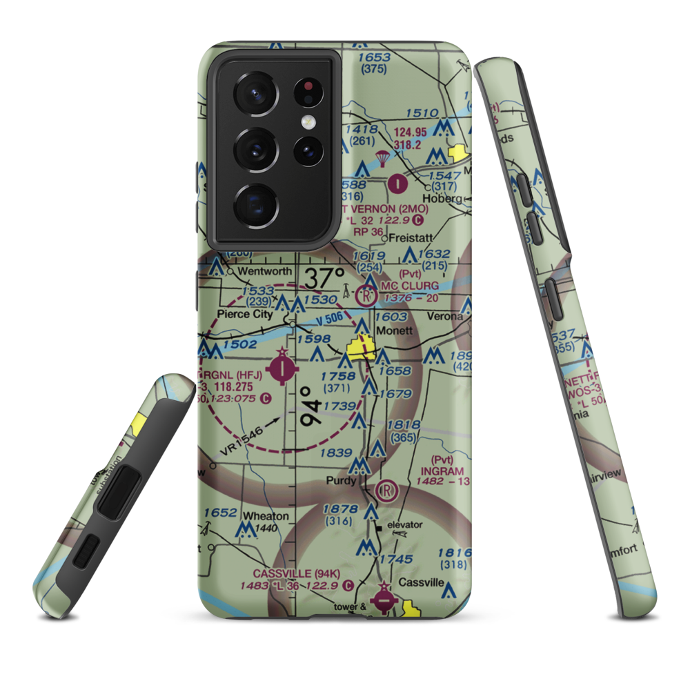 Bil-Mitch Airport (5MO3) VFR Sectional Samsung Phone Case Samsung Galaxy S21 Ultra model shown