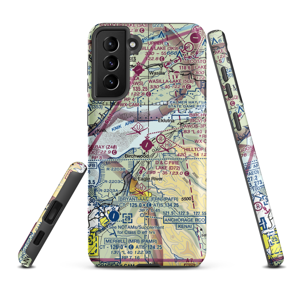Birchwood Airport (BCV) VFR Sectional Samsung Phone Case Samsung Galaxy S21 Plus model shown