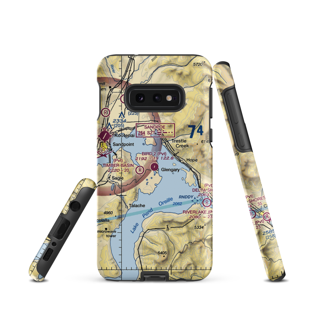 Bird Nr 2 Airport (ID19) VFR Sectional Samsung Phone Case Samsung Galaxy S10e model shown