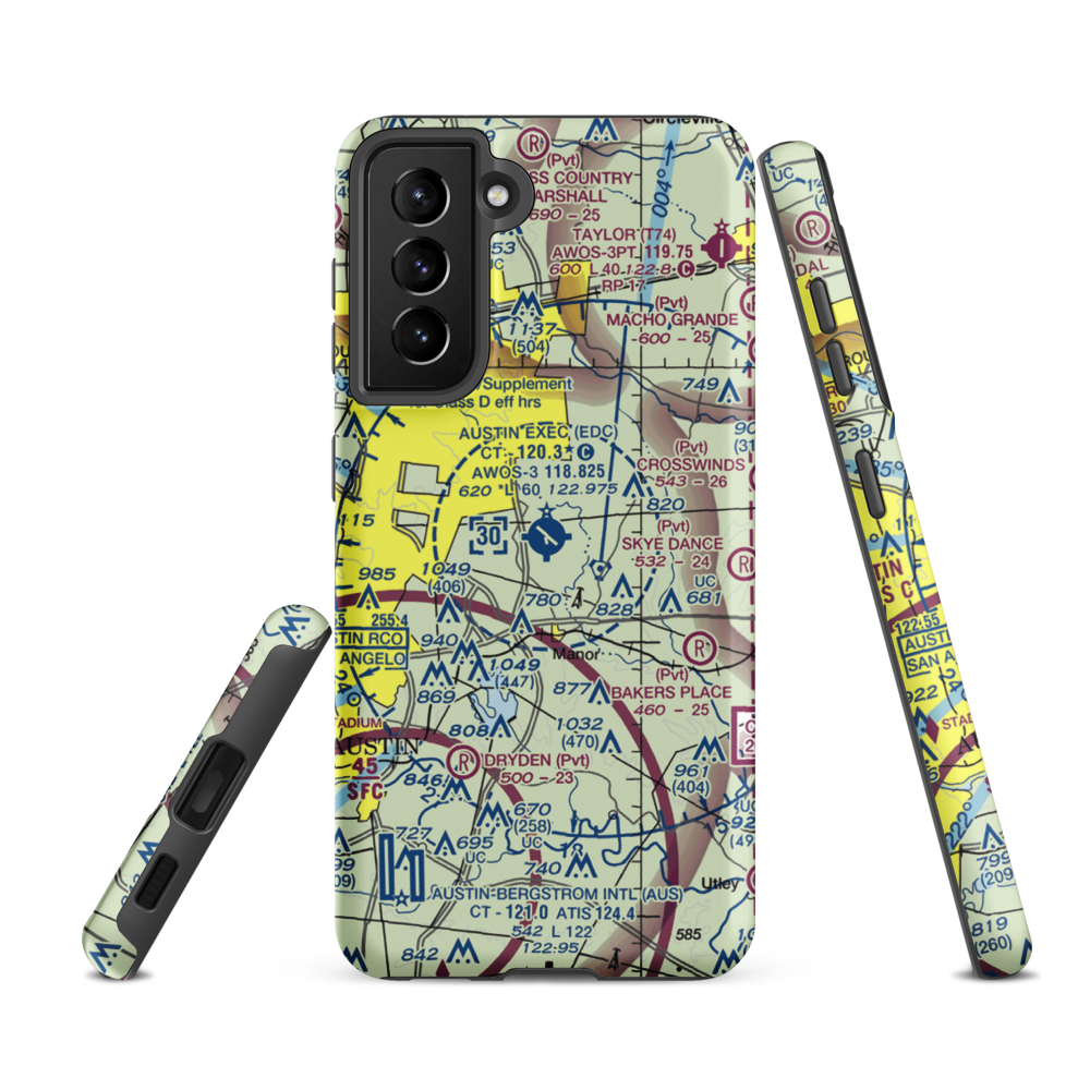 Bird's Nest Airport (6R4) VFR Sectional Samsung Phone Case Samsung Galaxy S21 FE model shown