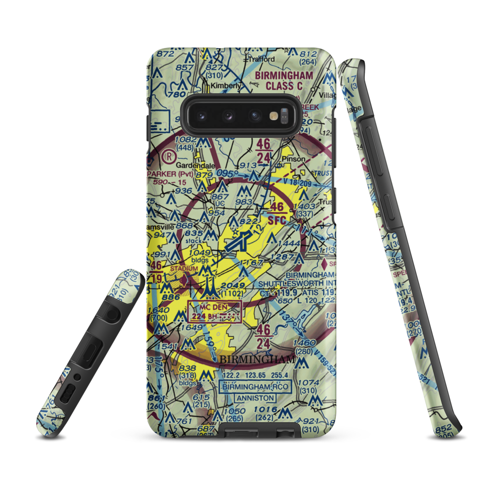 Birmingham-Shuttlesworth International Airport (BHM) VFR Sectional Samsung Phone Case Samsung Galaxy S10 Plus model shown