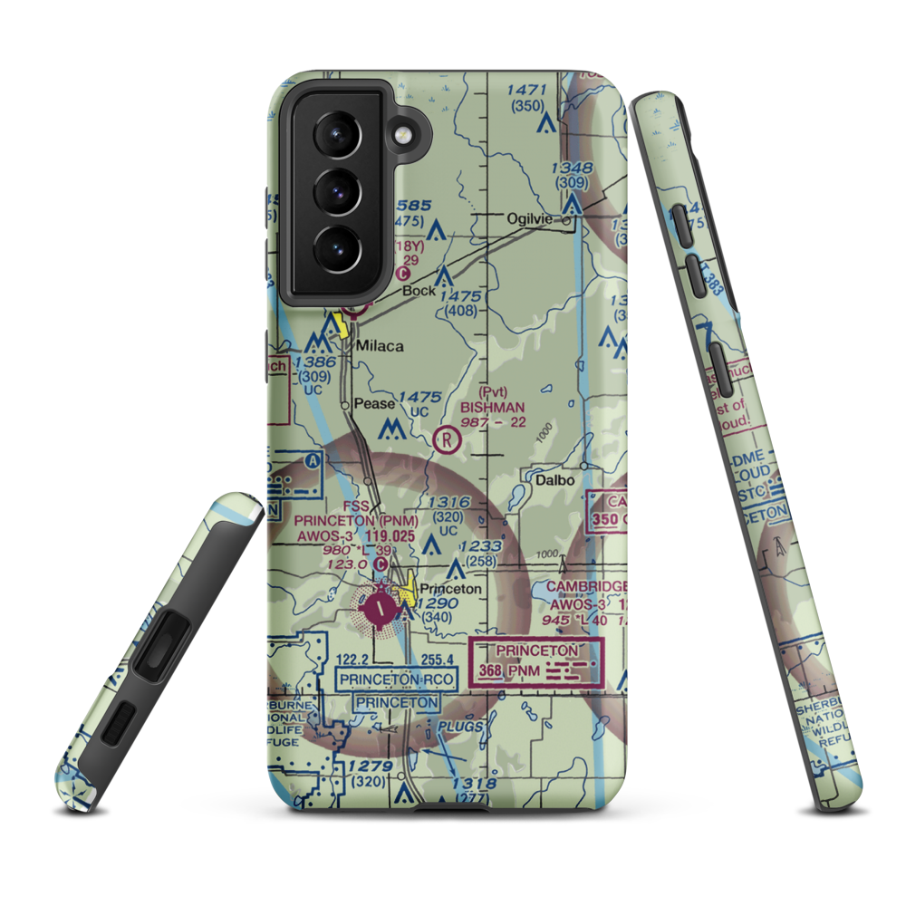 Bishman Private Airport (90MN) VFR Sectional Samsung Phone Case Samsung Galaxy S21 FE model shown