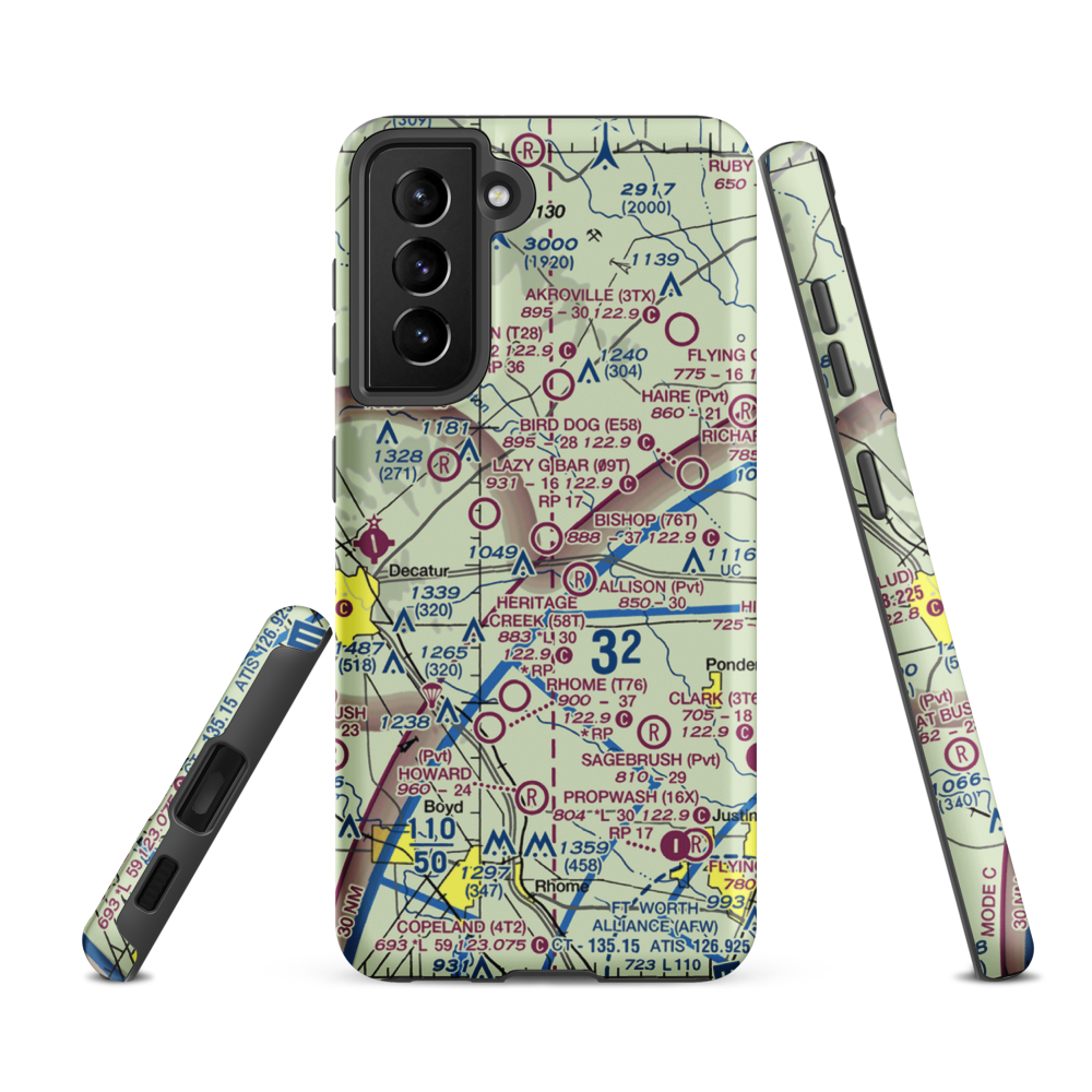 Bishop Airport (76T) VFR Sectional Samsung Phone Case Samsung Galaxy S21 FE model shown