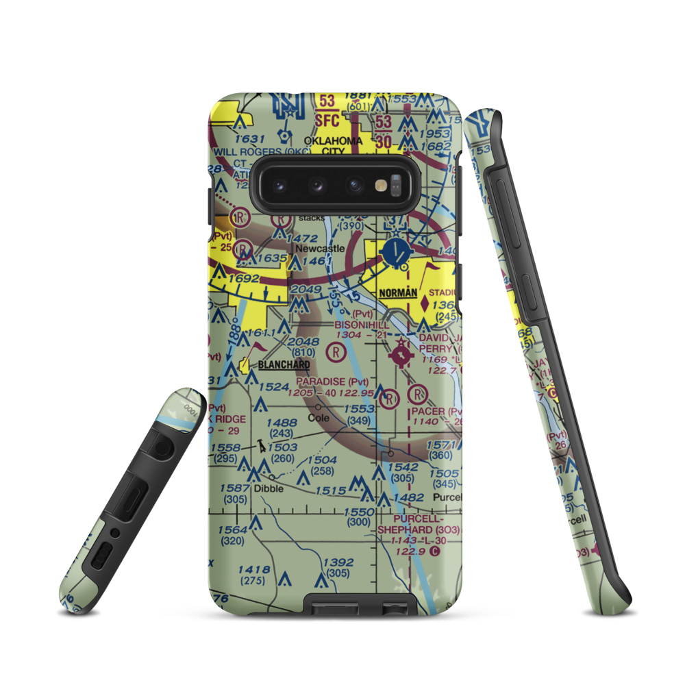 Bison Hill Airport (80OK) VFR Sectional Samsung Phone Case Samsung Galaxy S10 model shown