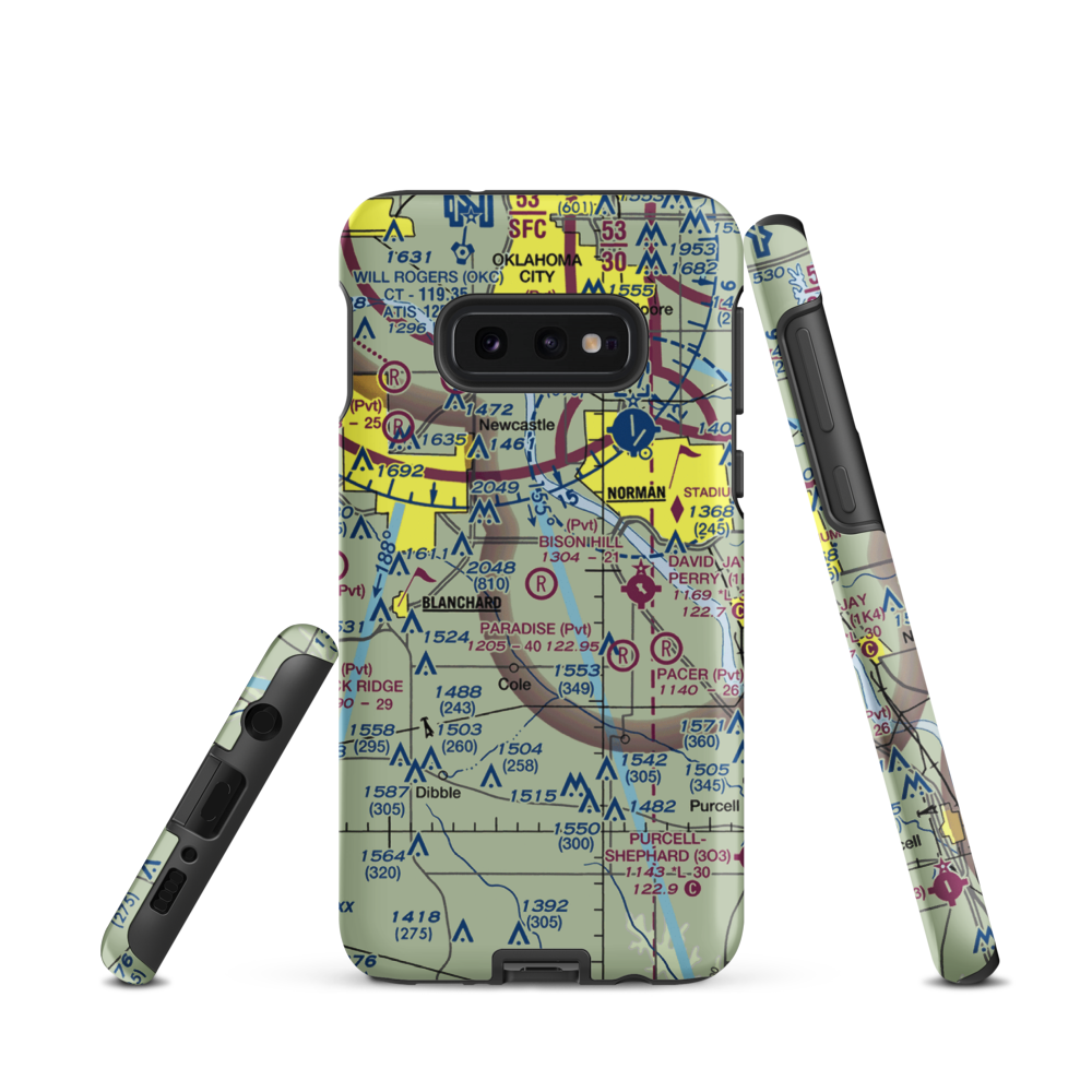Bison Hill Airport (80OK) VFR Sectional Samsung Phone Case Samsung Galaxy S10 Plus model shown