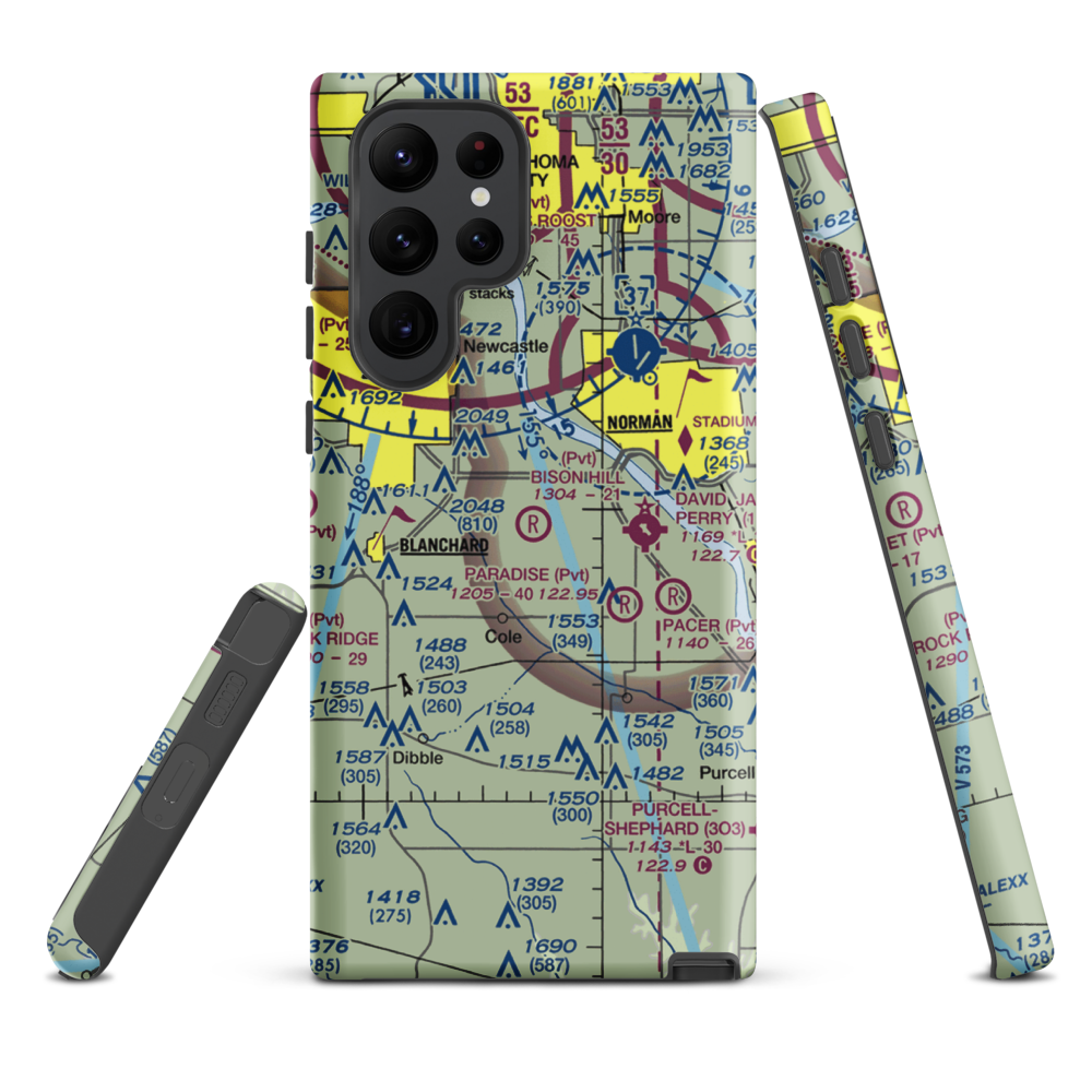Bison Hill Airport (80OK) VFR Sectional Samsung Phone Case Samsung Galaxy S22 Ultra model shown
