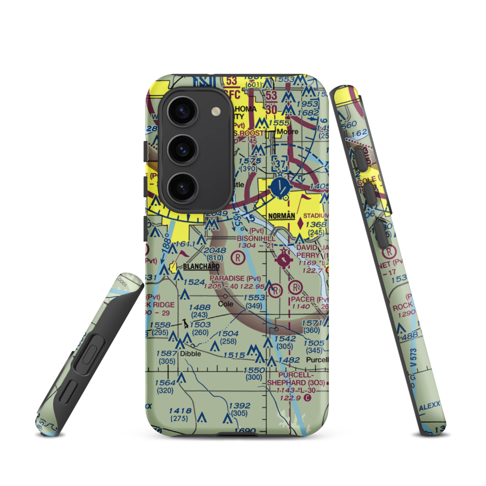 Bison Hill Airport (80OK) VFR Sectional Samsung Phone Case Samsung Galaxy S23 model shown