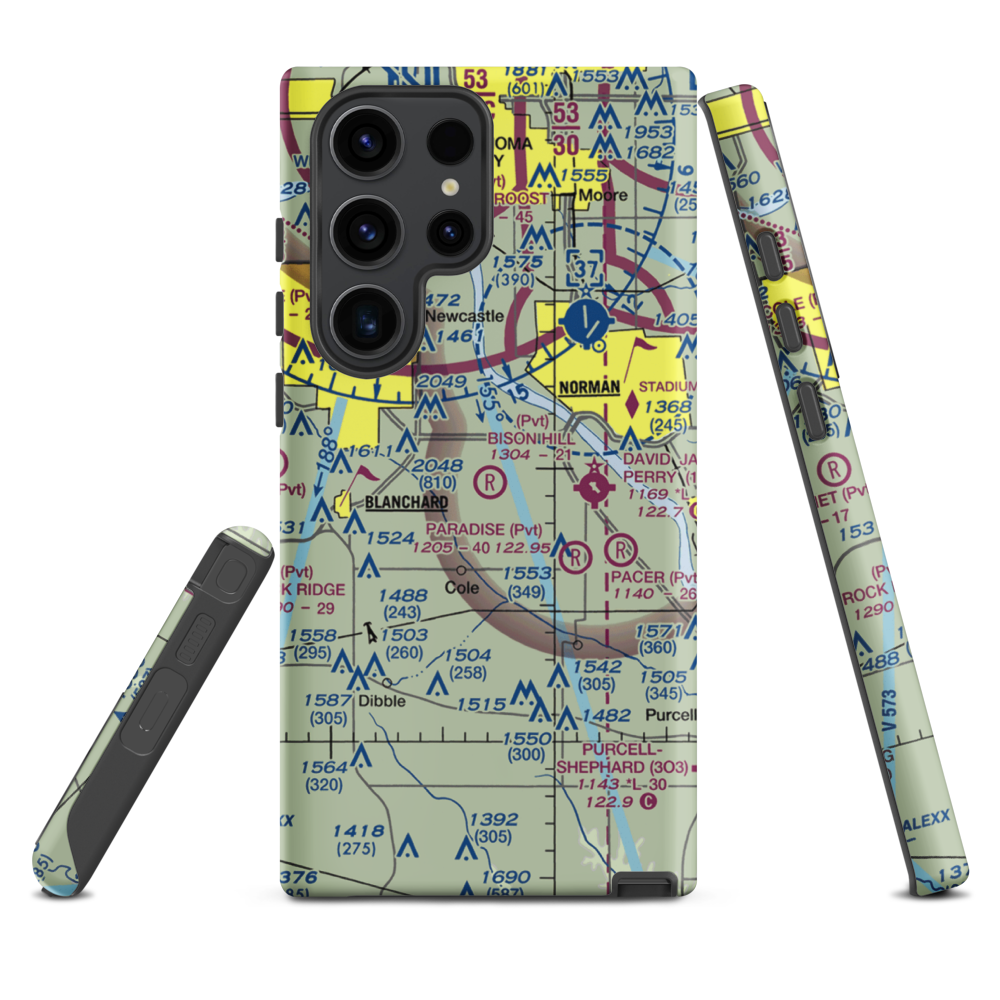 Bison Hill Airport (80OK) VFR Sectional Samsung Phone Case Samsung Galaxy S23 Ultra model shown