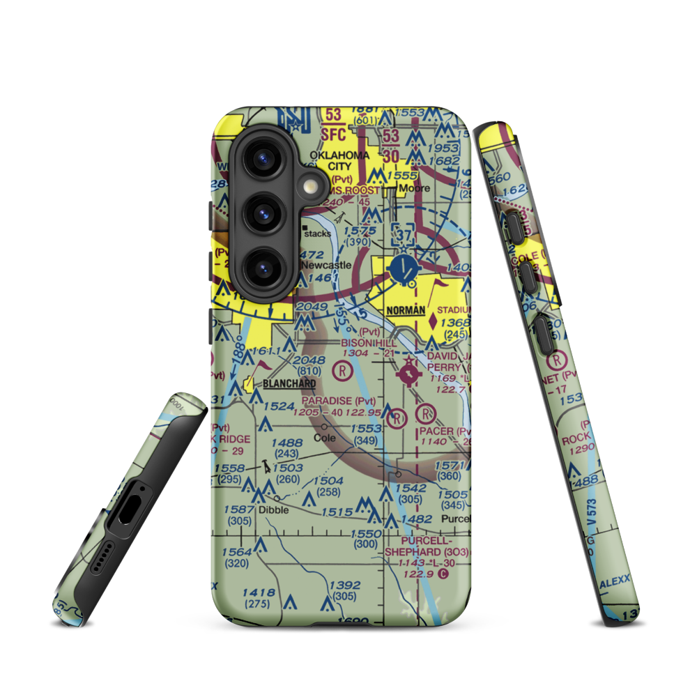 Bison Hill Airport (80OK) VFR Sectional Samsung Phone Case Samsung Galaxy S24 model shown