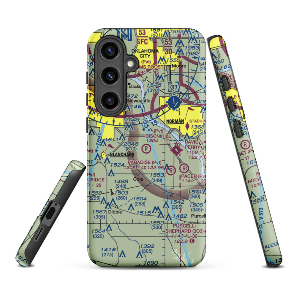 Bison Hill Airport (80OK) VFR Sectional Samsung Phone Case Samsung Galaxy S24 Plus model shown