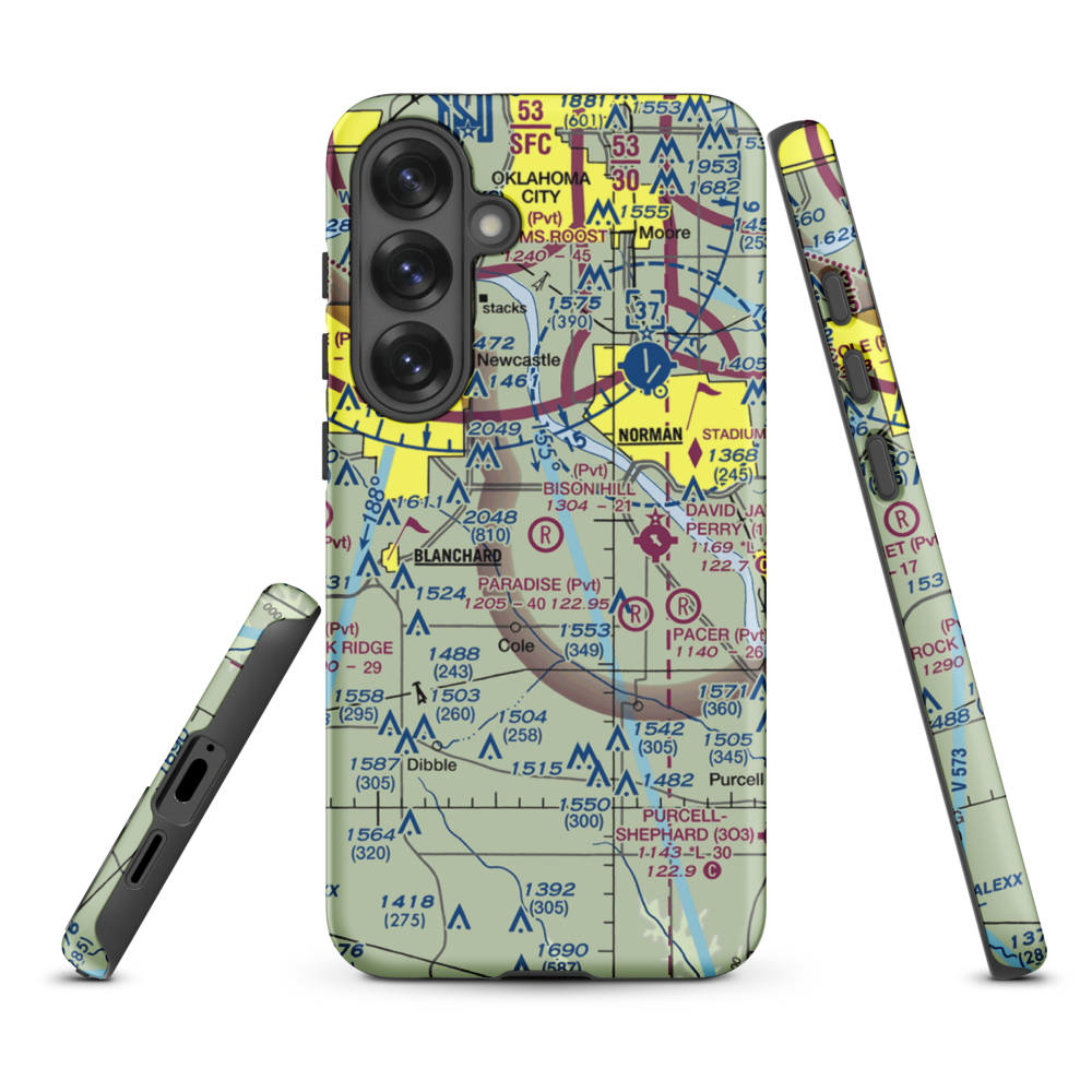 Bison Hill Airport (80OK) VFR Sectional Samsung Phone Case Samsung Galaxy S25 Plus model shown