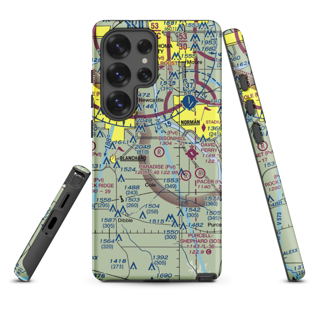 Bison Hill Airport (80OK) VFR Sectional Samsung Phone Case Samsung Galaxy S25 Ultra model shown