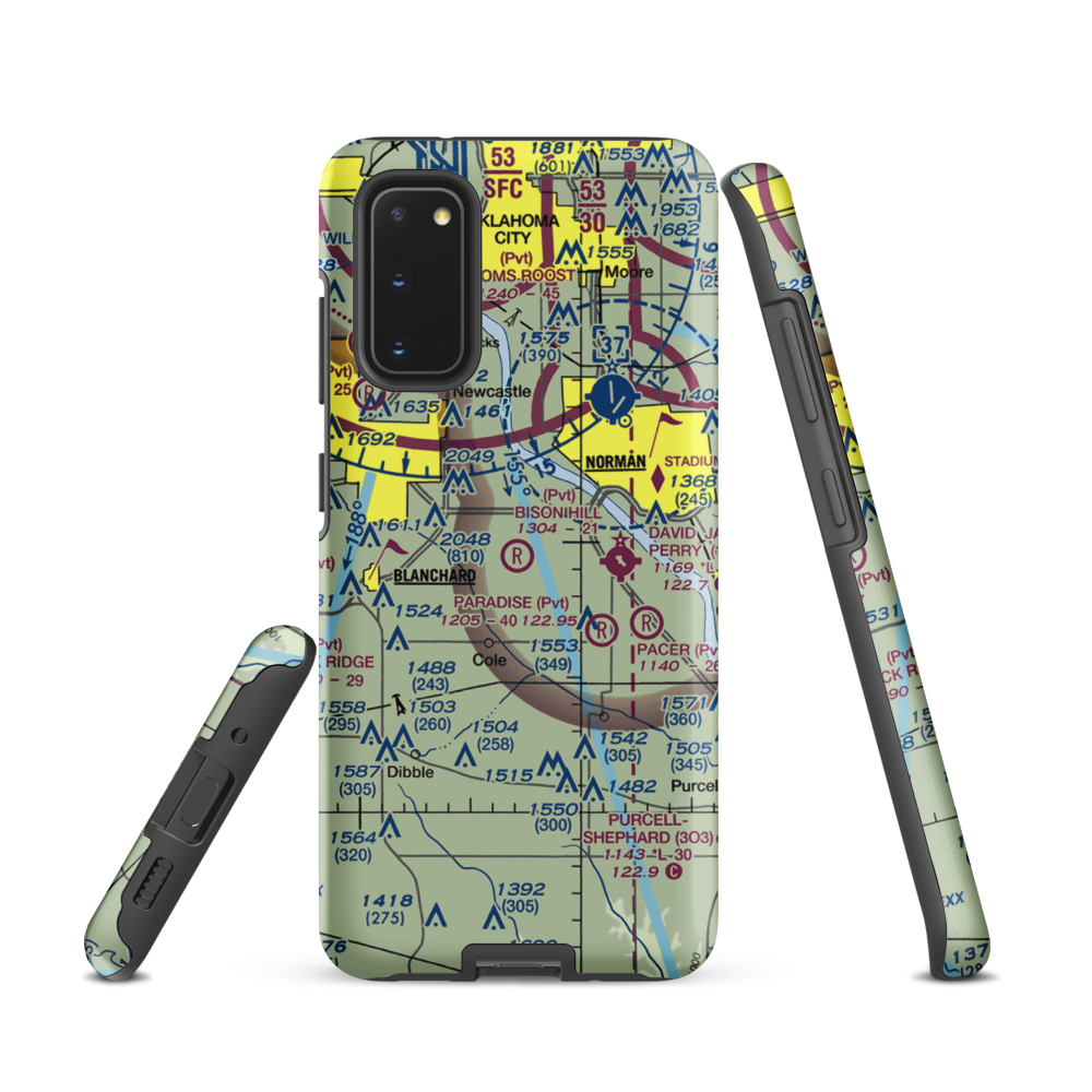 Bison Hill Airport (80OK) VFR Sectional Samsung Phone Case Samsung Galaxy S20 model shown