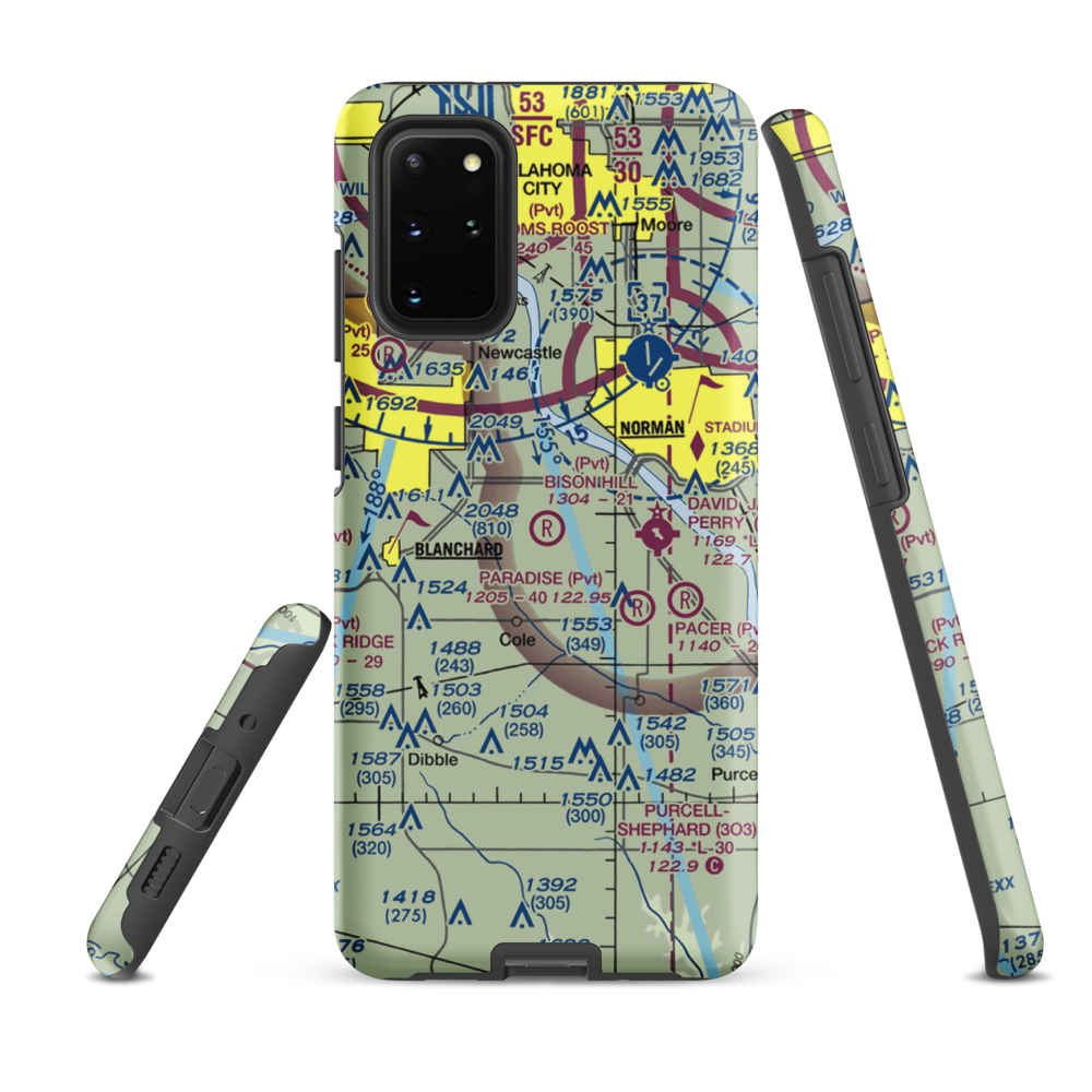 Bison Hill Airport (80OK) VFR Sectional Samsung Phone Case Samsung Galaxy S20 Plus model shown