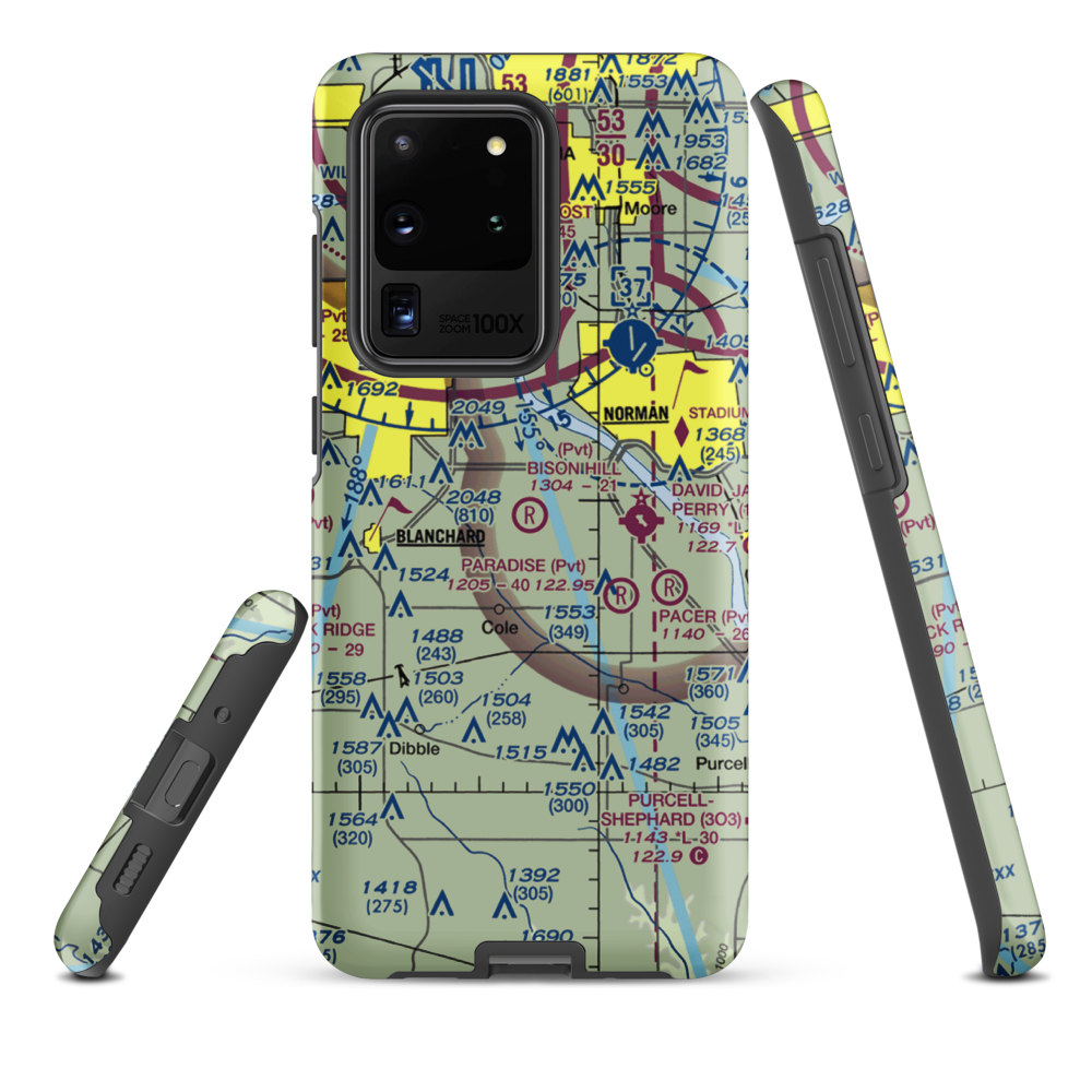 Bison Hill Airport (80OK) VFR Sectional Samsung Phone Case Samsung Galaxy S20 Ultra model shown