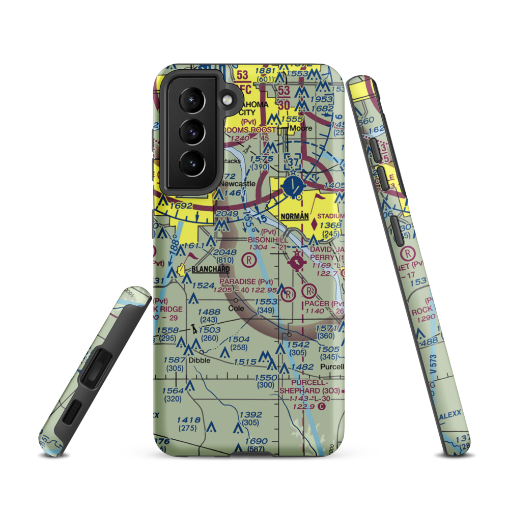Bison Hill Airport (80OK) VFR Sectional Samsung Phone Case Samsung Galaxy S21 model shown