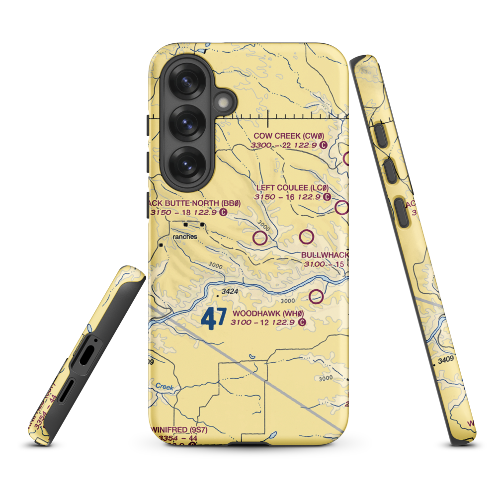 Black Butte North Airport (BB0) VFR Sectional Samsung Phone Case Samsung Galaxy S25 Plus model shown