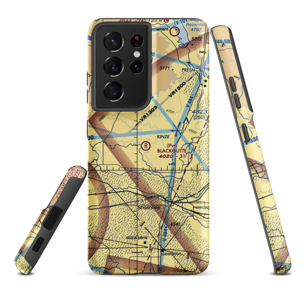 Black Butte Ranch Airport (0ID4) VFR Sectional Samsung Phone Case Samsung Galaxy S21 Plus model shown