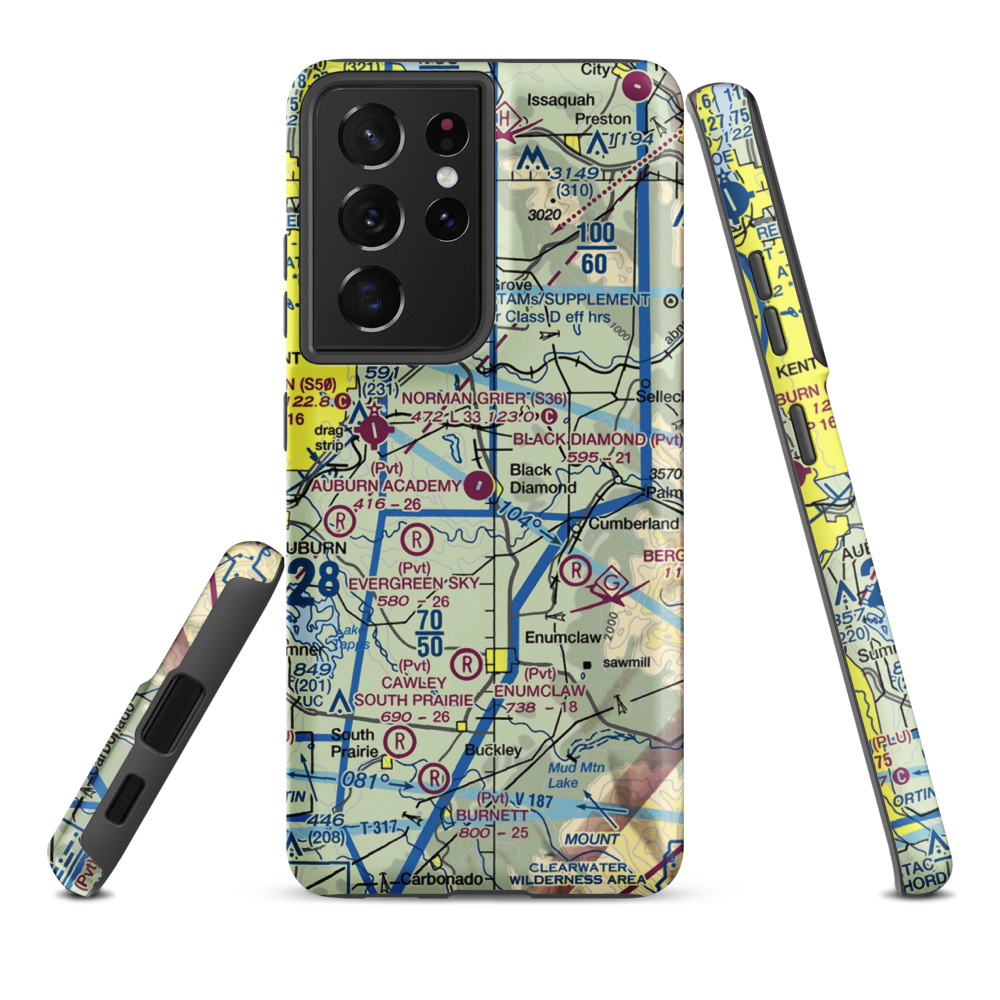 Black Diamond Airport (95WA) VFR Sectional Samsung Phone Case Samsung Galaxy S21 Plus model shown