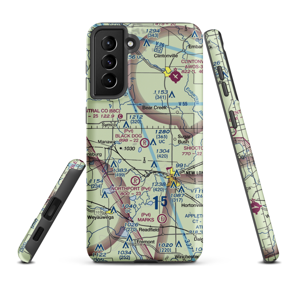 Black Dog Farm Airport (WS76) VFR Sectional Samsung Phone Case Samsung Galaxy S21 Plus model shown