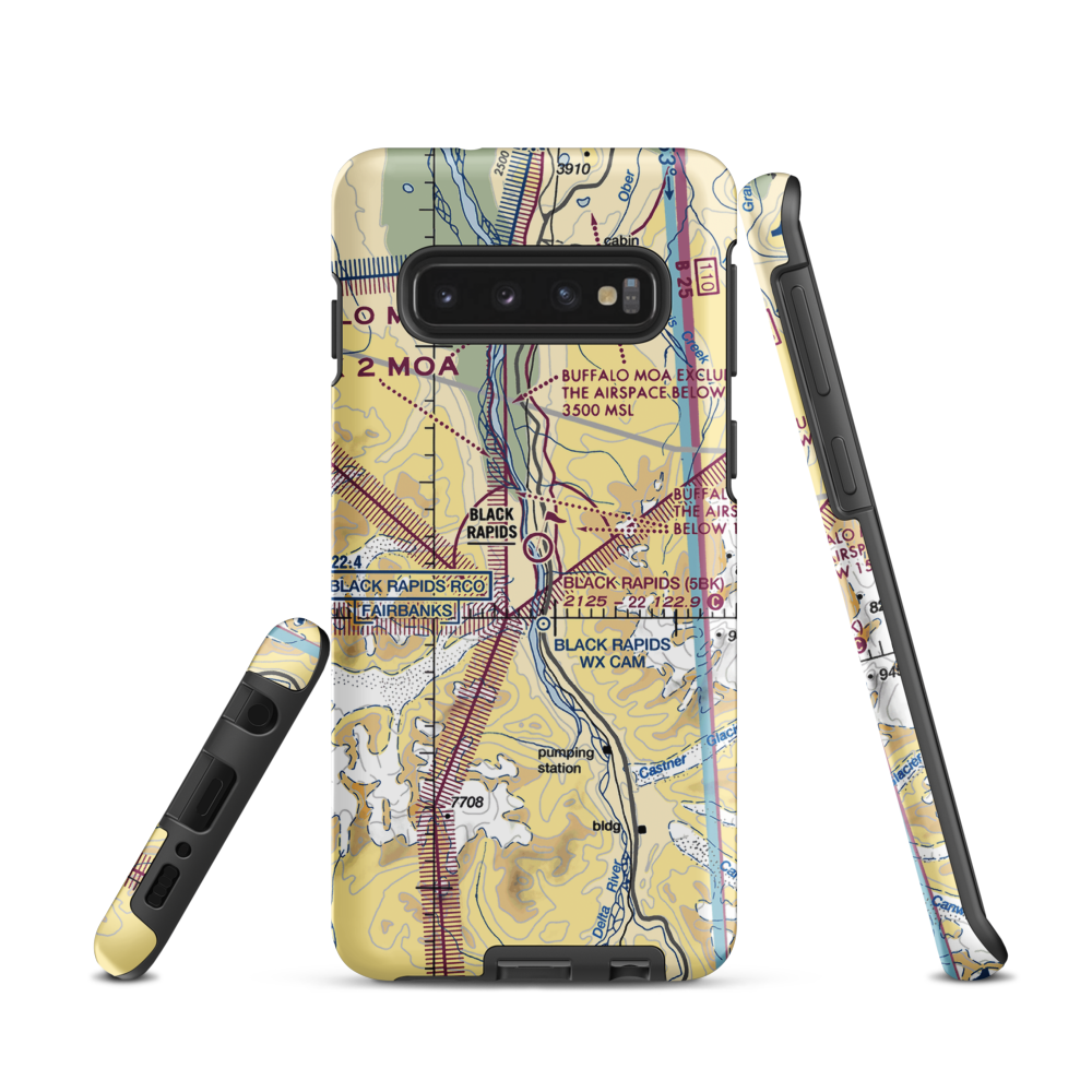 Black Rapids Airport (5BK) VFR Sectional Samsung Phone Case Samsung Galaxy S10 model shown