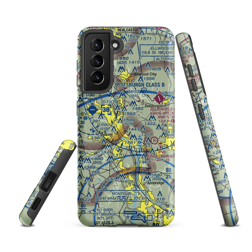 Black Rock Airport (32PN) VFR Sectional Samsung Phone Case Samsung Galaxy S21 Ultra model shown