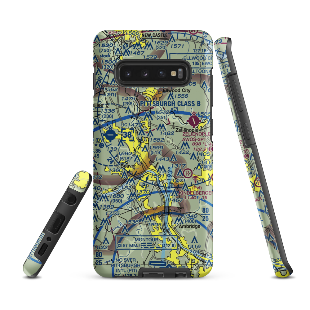 Black Rock Airport (32PN) VFR Sectional Samsung Phone Case Samsung Galaxy S10 Plus model shown