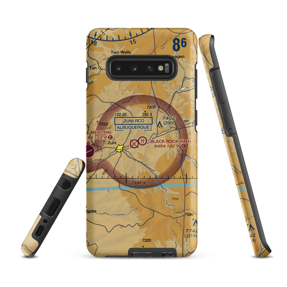 Black Rock Airport (ZUN) VFR Sectional Samsung Phone Case Samsung Galaxy S10 Plus model shown