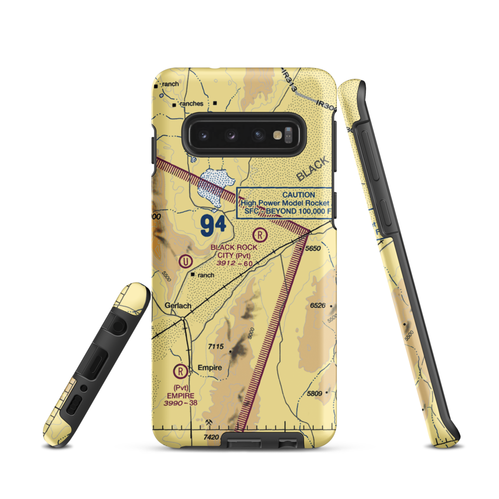 Black Rock City Airport (BRC) VFR Sectional Samsung Phone Case Samsung Galaxy S10 model shown