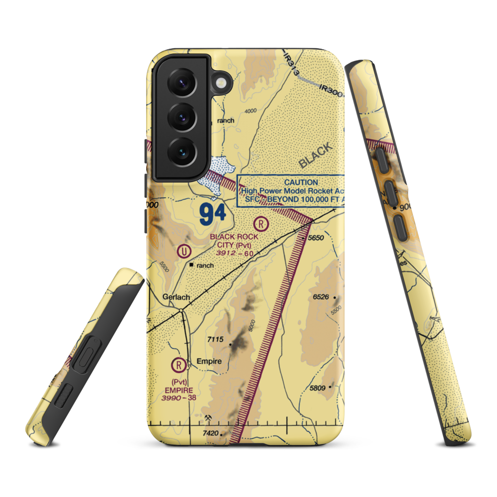 Black Rock City Airport (BRC) VFR Sectional Samsung Phone Case Samsung Galaxy S22 Plus model shown