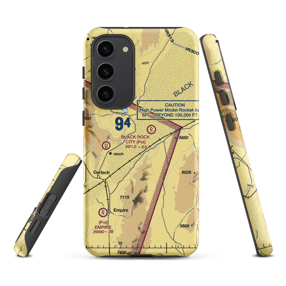 Black Rock City Airport (BRC) VFR Sectional Samsung Phone Case Samsung Galaxy S23 Plus model shown