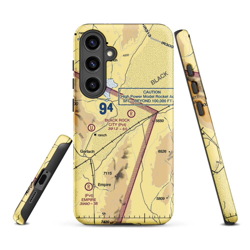 Black Rock City Airport (BRC) VFR Sectional Samsung Phone Case Samsung Galaxy S24 Plus model shown
