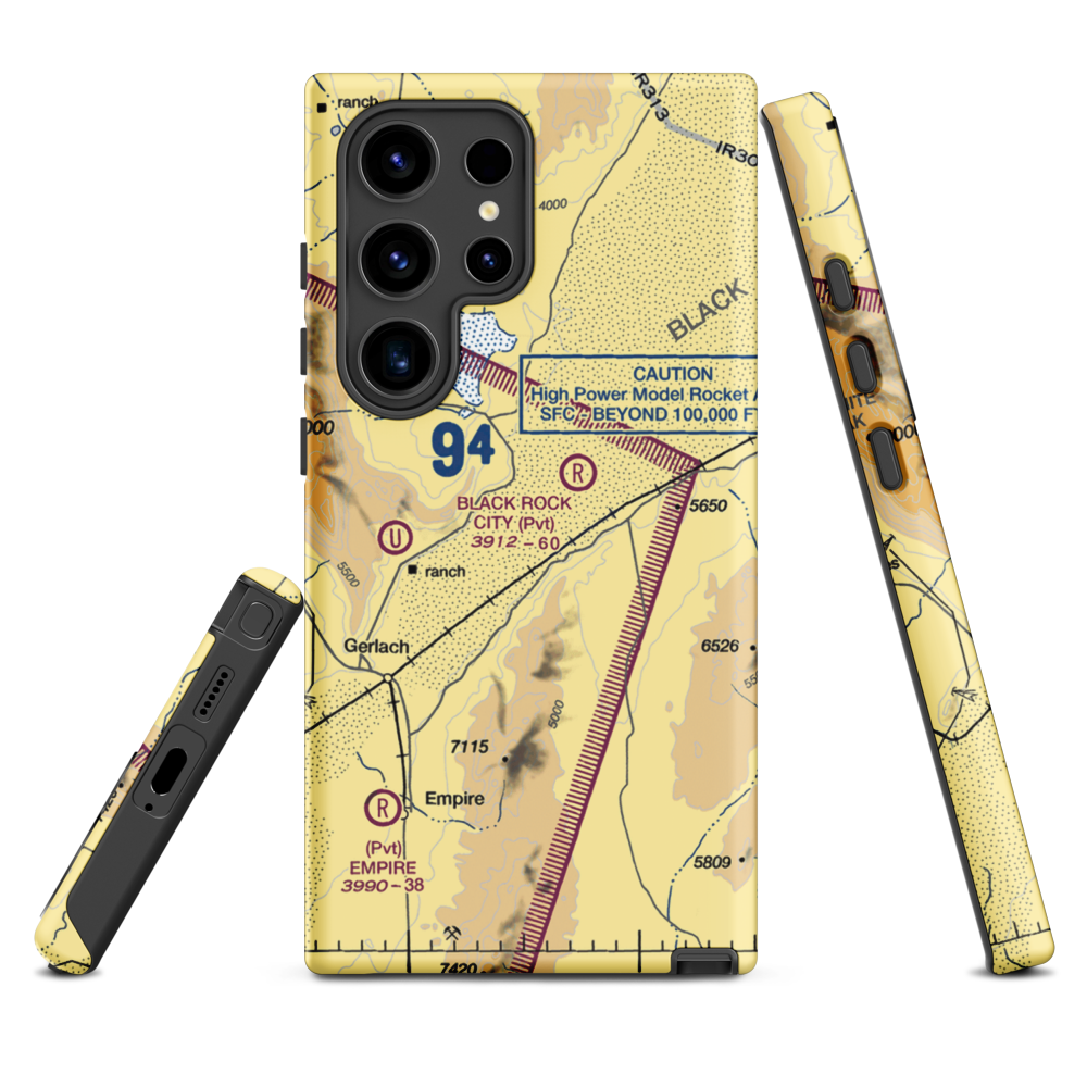 Black Rock City Airport (BRC) VFR Sectional Samsung Phone Case Samsung Galaxy S24 Ultra model shown