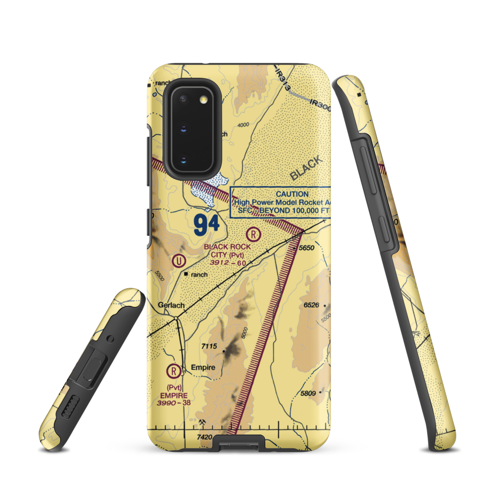 Black Rock City Airport (BRC) VFR Sectional Samsung Phone Case Samsung Galaxy S20 model shown
