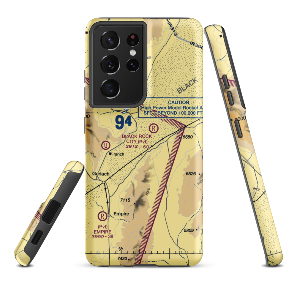 Black Rock City Airport (BRC) VFR Sectional Samsung Phone Case Samsung Galaxy S21 Plus model shown