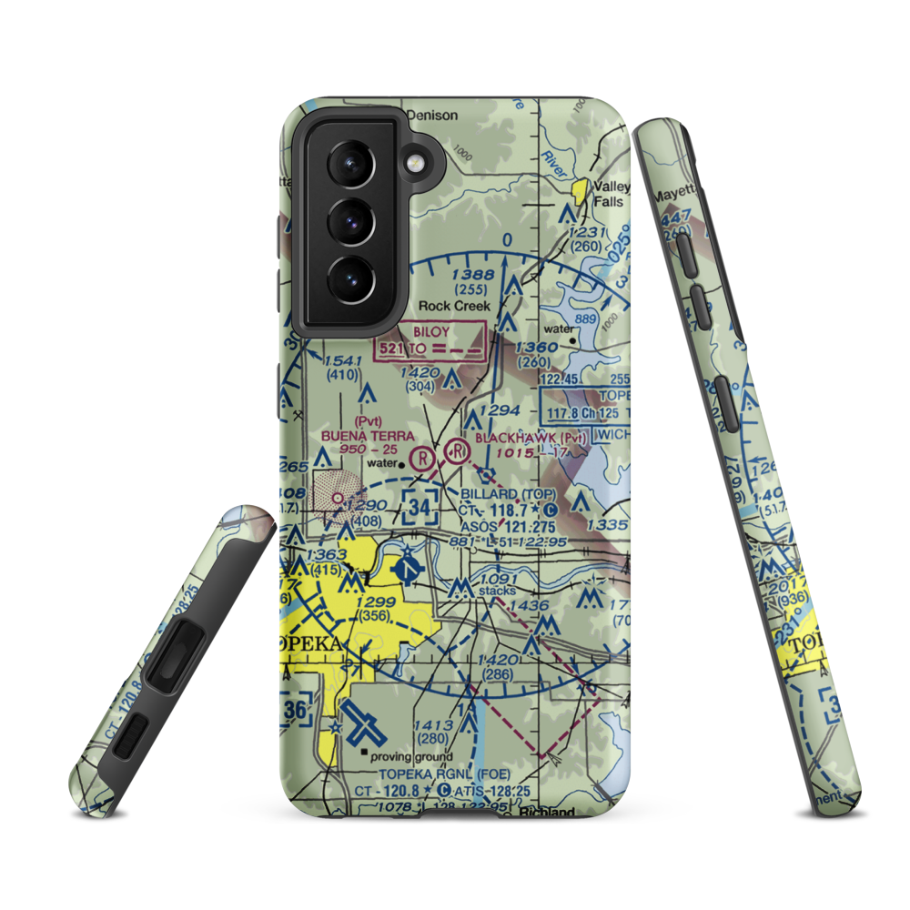 Blackhawk Airport (81KS) VFR Sectional Samsung Phone Case Samsung Galaxy S21 FE model shown