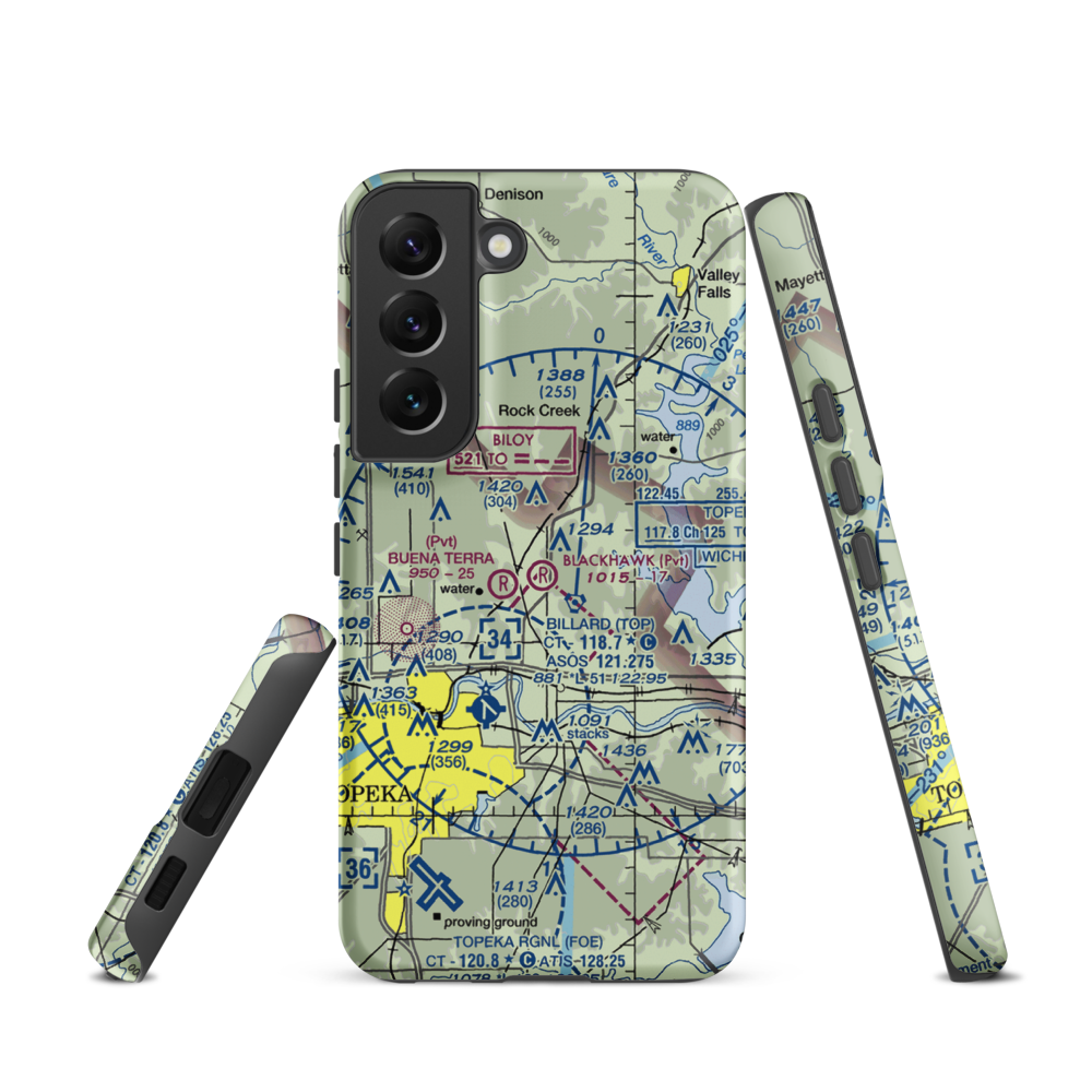 Blackhawk Airport (81KS) VFR Sectional Samsung Phone Case Samsung Galaxy S22 model shown