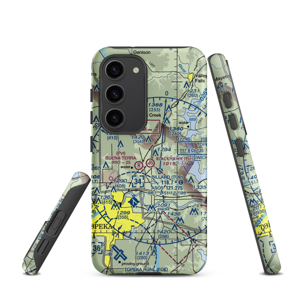 Blackhawk Airport (81KS) VFR Sectional Samsung Phone Case Samsung Galaxy S23 model shown