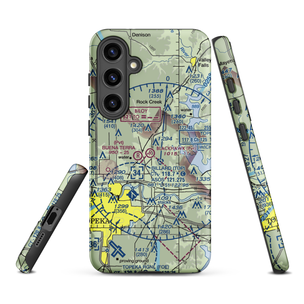 Blackhawk Airport (81KS) VFR Sectional Samsung Phone Case Samsung Galaxy S24 Plus model shown