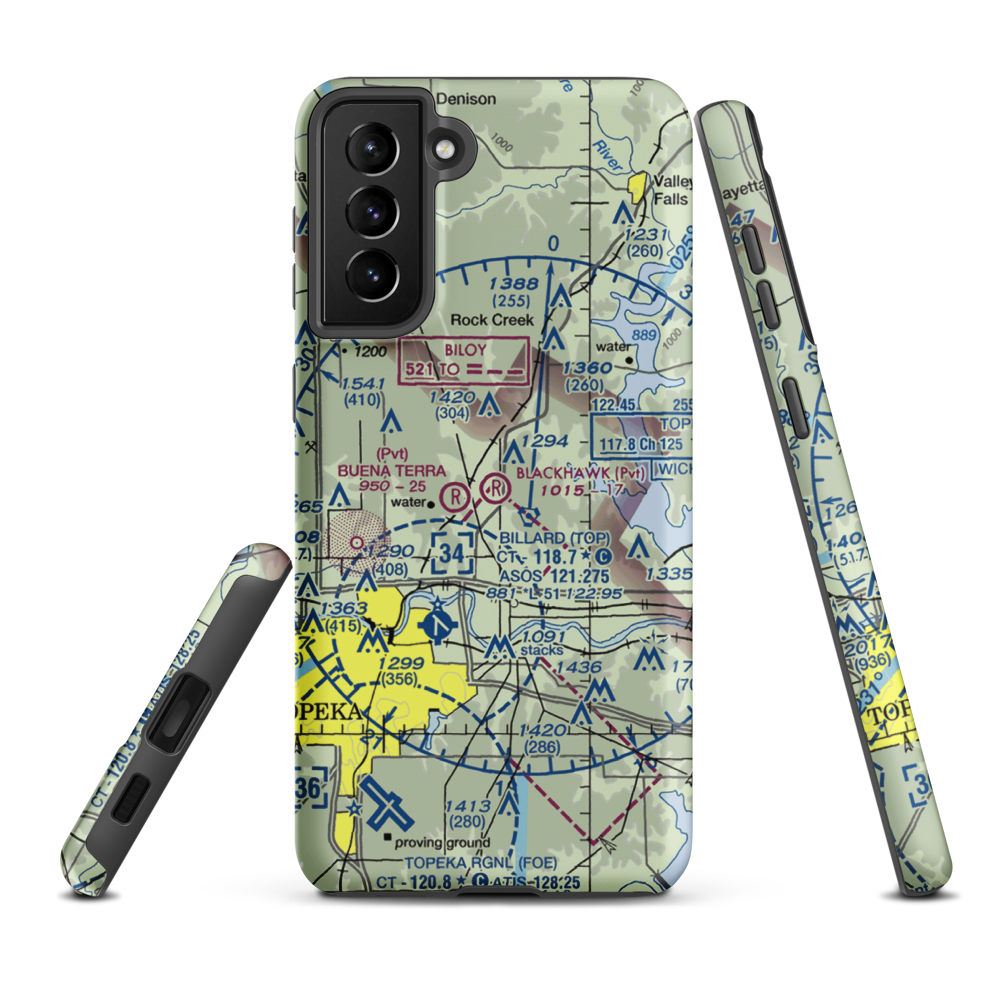 Blackhawk Airport (81KS) VFR Sectional Samsung Phone Case Samsung Galaxy S21 Plus model shown