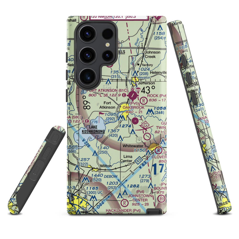 Blackhawk Island Airport (1WI9) VFR Sectional Samsung Phone Case Samsung Galaxy S23 Ultra model shown