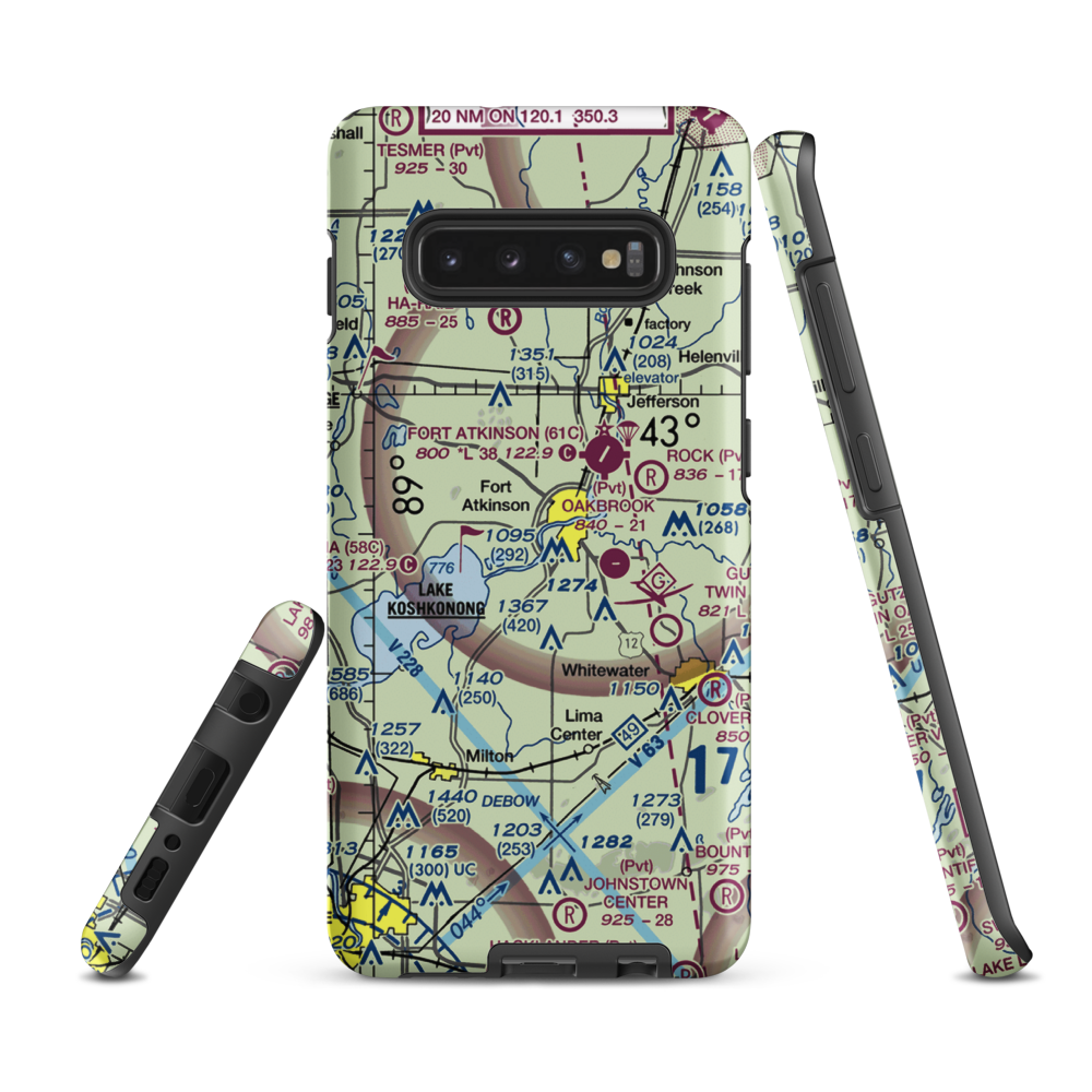 Blackhawk Island Airport (1WI9) VFR Sectional Samsung Phone Case Samsung Galaxy S10 Plus model shown