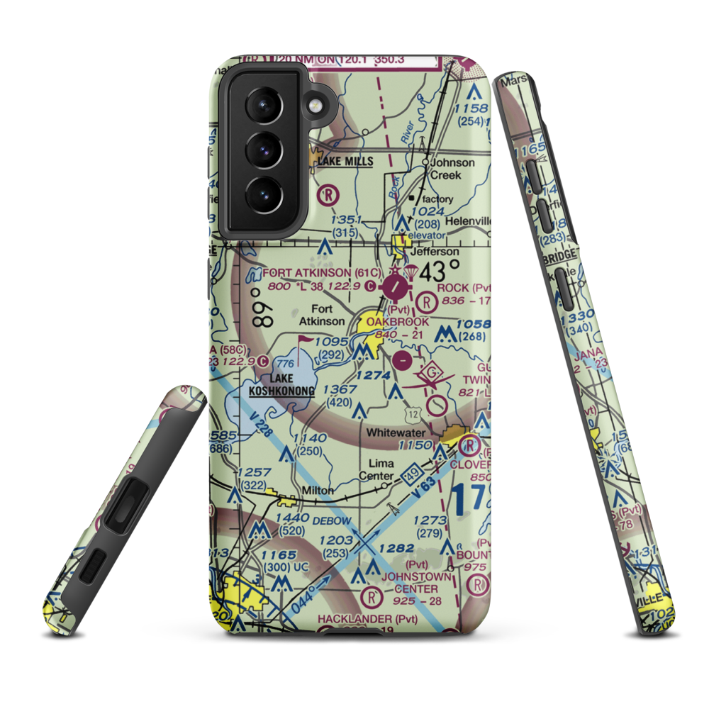 Blackhawk Island Airport (1WI9) VFR Sectional Samsung Phone Case Samsung Galaxy S21 Plus model shown