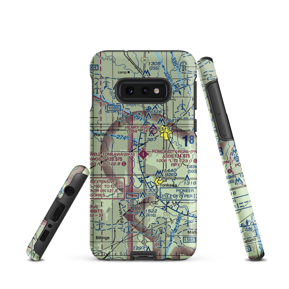Blackwell Tonkawa Municipal Airport (BKN) VFR Sectional Samsung Phone Case Samsung Galaxy S10 Plus model shown