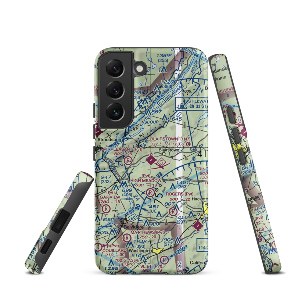 Blairstown Airport (1N7) VFR Sectional Samsung Phone Case Samsung Galaxy S22 model shown