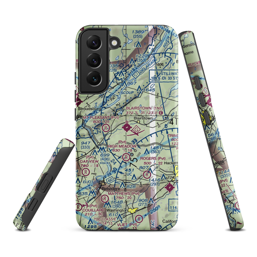 Blairstown Airport (1N7) VFR Sectional Samsung Phone Case Samsung Galaxy S22 Plus model shown