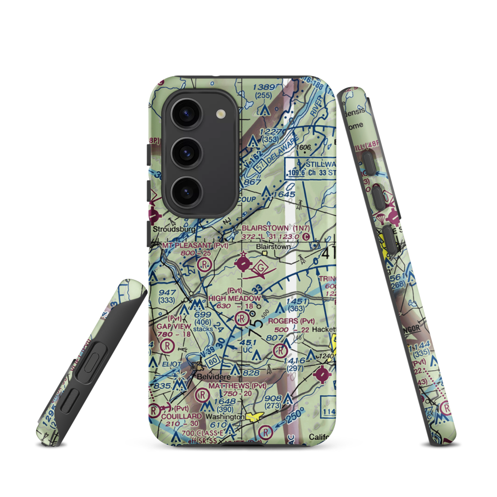 Blairstown Airport (1N7) VFR Sectional Samsung Phone Case Samsung Galaxy S23 model shown
