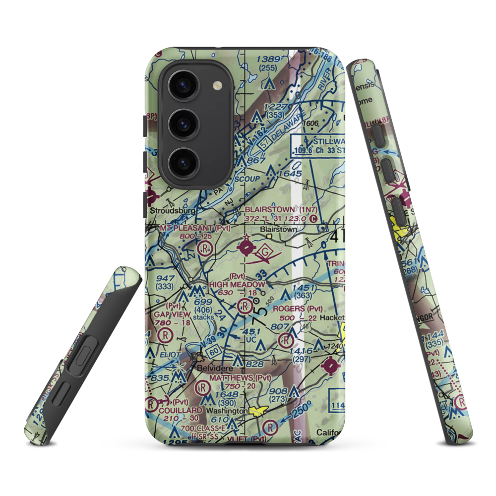 Blairstown Airport (1N7) VFR Sectional Samsung Phone Case Samsung Galaxy S23 Plus model shown